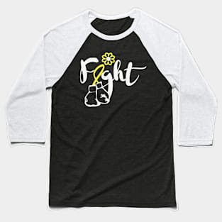 Fight Faith Hope Cure Support Hydrocephalus Awareness Yellow Ribbon Warrior Baseball T-Shirt